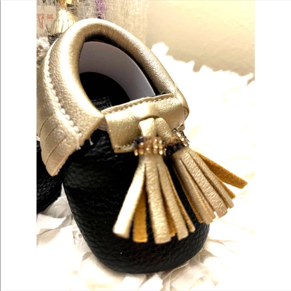 Kids/Baby Fringe Leather Soft Shoes Moccasins 0-6M - Picture 2 of 6